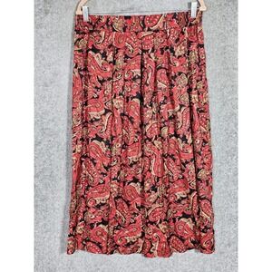 Vintage Katherine Marie Pull On Pleated Maxi Skirt Womens Size 12 Paisley Floral